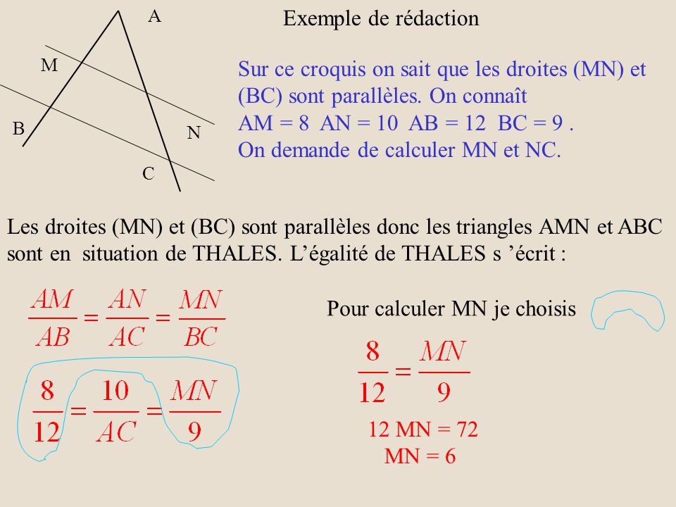 redaction theoreme de thales